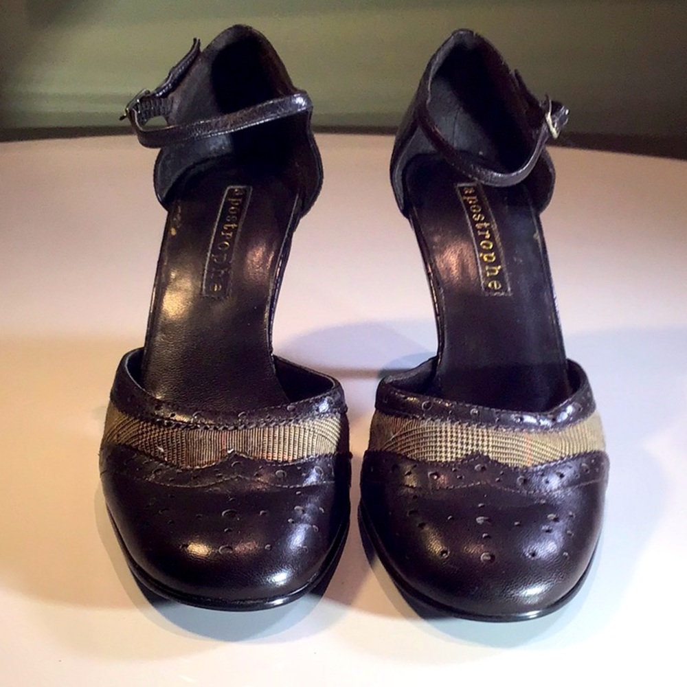 COPY - APOSTROPHE WOMANS BROWN TWEED HEELS SIZE 8